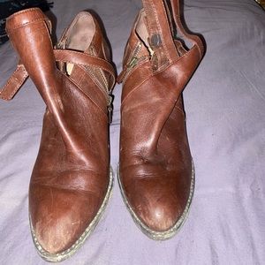 Cole Haan brown leather heeled strappy ankle boot